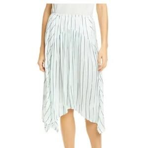 Vince Mint Stripe Gauze Panel Skirt Green M